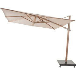 Parasol Siesta Premium 300 x 300 cm zand met houtlook frame 4SO