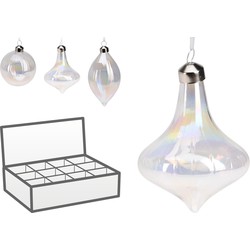 Ornament glas 80mm 3ass shape kerstversiering