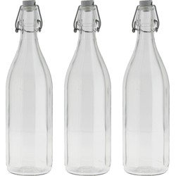 Cuisine Elegance set van 6x stuks weckflessen transparant beugeldop glas van 1 liter - Weckpotten
