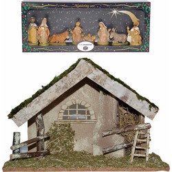 Complete kerststal 42 x 19 x 30 cm met beelden - Kerststallen