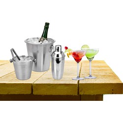 Complete bar set met 4x Margarita cocktailglazen en cocktailshaker - Cocktailglazen