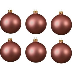 18x Glazen kerstballen mat oud roze 8 cm kerstboom versiering/decoratie - Kerstbal
