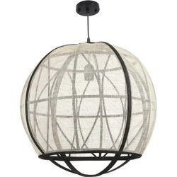 Mica Decorations Pella Hanglamp - H50 x Ø50 cm - Linnen - Wit