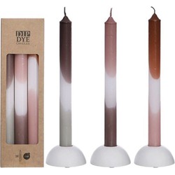 Dip Dye Candles Set 3 st. Pink/Olive