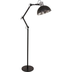 Industriële Vloerlamp - Steinhauer - Metaal - Industrieel - E27 - L: 30cm - Voor Binnen - Woonkamer - Eetkamer - Zwart