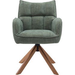 Eetkamerstoel Groen/Eikenhout - 59x65x86cm - Marilla - Set van 2