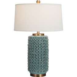 Fine Asianliving Chinese Table Lamp Porcelain with Lampshade Turquoise