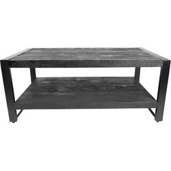 Clayre & Eef Coffee Table 110*60*45 cm Zwart Hout / Ijzer Tafel