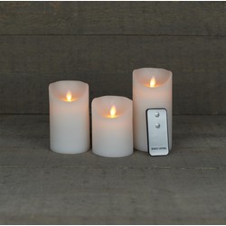 Batterijverlichting 3 kaarsen wax rustiek met bewegende vlam - Anna's Collection