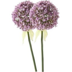 Kunstbloem Sierui / Allium - 2x - lila paars - steel van 70 cm - Kunstbloemen