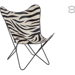 J-line - Lounge Stoel Leder/metaal Zebra - 75x87x86cm