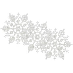 Decoris Kersthangers - sneeuwvlokken - 12x - wit - 10 cm - Kersthangers