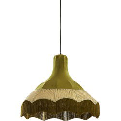 Light&living Hanglamp Ø60x53 cm MIZIA velvet groen+webbing naturel