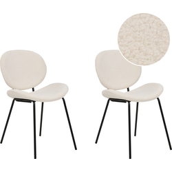 LUANA - Eetkamerstoel set van 2 - Zandbeige - BouclÃ©