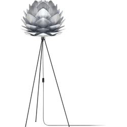 Silvia Medium vloerlamp brushed steel - met tripod zwart - Ø 50 cm