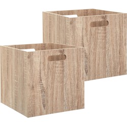 5Five Houten kistje/Opbergmand - 2x - hout - 31 x 31 x 31 cm - 29 liter - inklapbaar - Opbergkisten