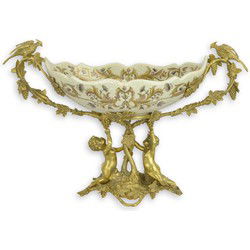 A BRONZE MOUNTED PORCELAIN FRUIT STAND