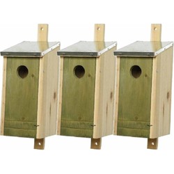 Set van 3 lichtgroene vogelhuisjes voor kleine vogels 26 cm - Vogelhuisjes