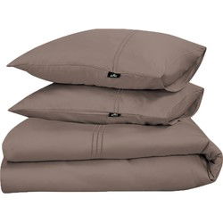 PHLOX Dekbedovertrek King - 100% Katoen Satijnen (300 TC) - Eenpersoons 140x200/220 cm + 1 Kussensloop - Zacht & Huidvriendelijk - Taupe