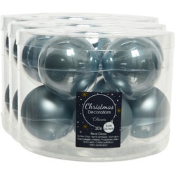 40x stuks glazen kerstballen lichtblauw 6 cm mat/glans - Kerstbal