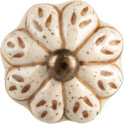 Clayre & Eef Deurknop Ø 4x3 cm Beige Keramiek