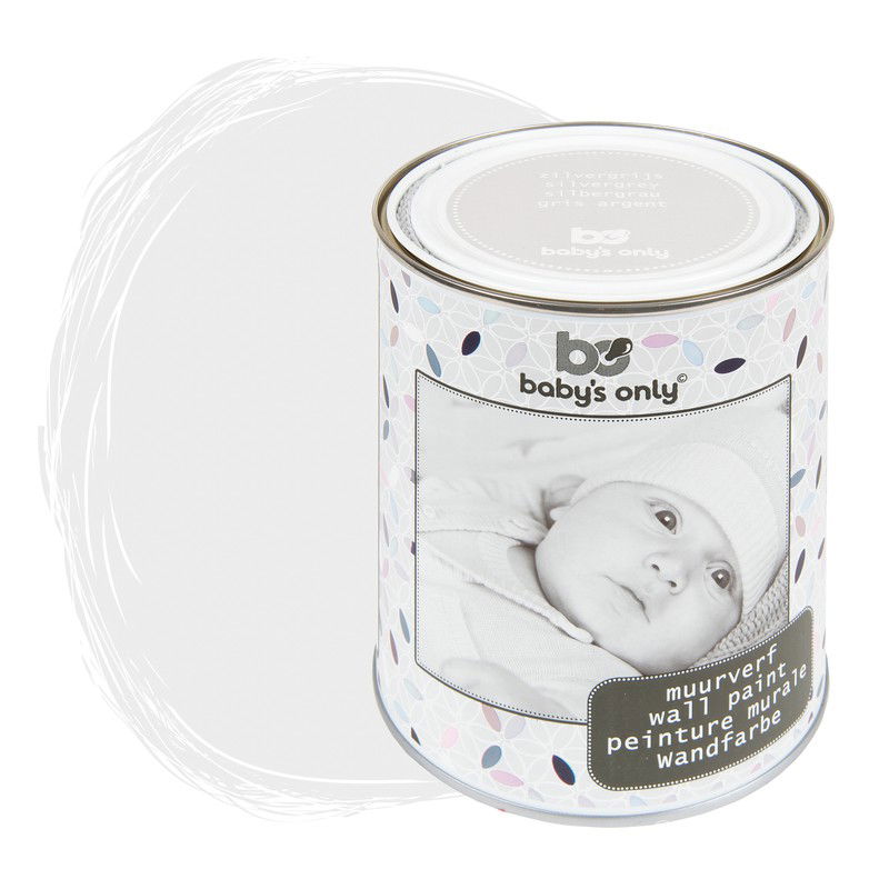 Baby's Only Muurverf mat voor binnen - Babykamer & kinderkamer - Zilvergrijs - 1 liter - Op waterbasis - 8-10m² schilderen - Makkelijk afneembaar - 