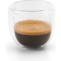 Set van 2x Koffie/espresso glazen dubbelwandig 70 ml - transparant - Koffie- en theeglazen