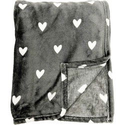 Textino HARTJES - Plaid met hartjes - 140x180 cm - Charcoal Gray - antraciet - Textino