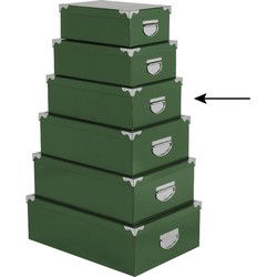 5Five Opbergdoos/box - 2x - groen - L36 x B24.5 x H12.5 cm - Stevig karton - Greenbox - Opbergbox
