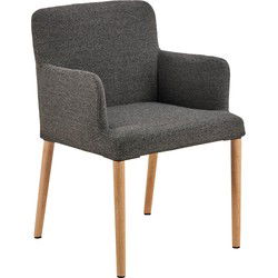 Eetkamerstoel - Antraciet - Stof - Zithoogte 48cm - Zumen - Set van 2