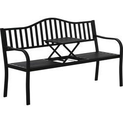 4goodz Tuinbank met uitklapbare tafel voor 2-3 personen - Zwart