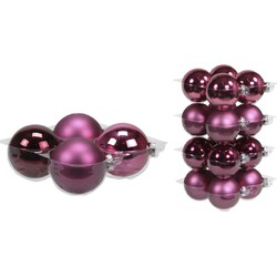 20x stuks glazen kerstballen cherry roze (heather) 8 en 10 cm mat/glans - Kerstbal