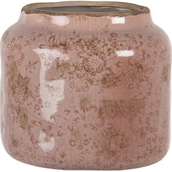 Clayre & Eef Bloempot  Ø 18x16 cm Roze Keramiek Rond Bloempot binnen