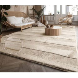 Laagpolig vloerkleed - Arinzo - 3D-strepen - - 80x150 cm