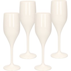 Set van 12x stuks champagneglazen/prosecco flutes wit 150 ml van onbreekbaar kunststof - Champagneglazen