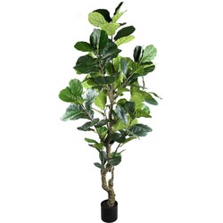 PTMD Kunstplant Ficus Lyrata - 130x90x220 cm - Plastic - Zwart