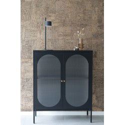 House Nordic Vitrinekast Adelaide 90x110cm Staal Zwart