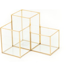 HV Gouden Pennenbak van glas-16x18x14 cm
