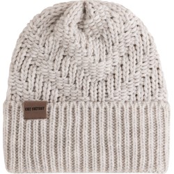 Knit Factory Sally Gebreide Muts Heren & Dames - Big Beanie - Beige - One Size - Grof gebreid