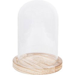 Clayre & Eef Stolp  Ø 12x17 cm Glas Hout Rond Glazen Stolp