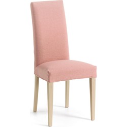 Kave Home - Freda roze stoel met massief beukenhouten poten en natuurlijke afwerking