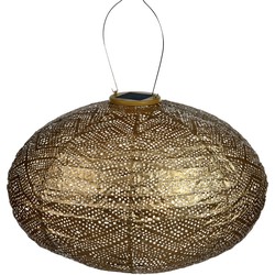 Solar lampion oval ikat 40 cm goud - Lumiz