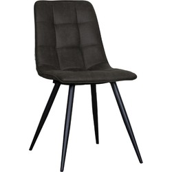 LABEL51 Eetkamerstoel Bistro - Antraciet - Micro Suede - Black Frame