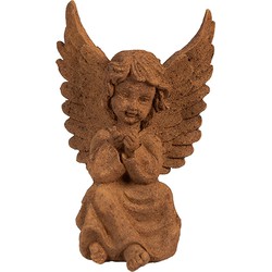 Clayre & Eef Decoratie Beeld Engel 15 cm Bruin Polyresin Religious sculpture