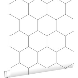 ESTAhome behang hexagon zwart wit - 0,53 x 10,05 m - 139311