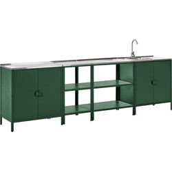 VILAMA - Tuin kookeilanden en keukenkasten 4-delig - Groen - RVS