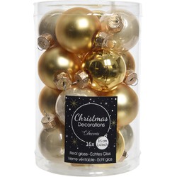 Kerstbal glas d3.5c parel/goud 16st kerst - Decoris