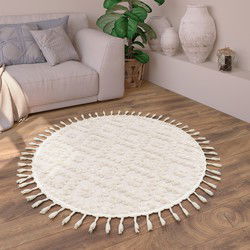 Laagpolig Vloerkleed Auclisa - Geruit - Creme - 120x170 cm