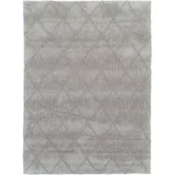 Vercai Rugs Jay Collectie - Hoogpolig Vloerkleed - Microfiber Tapijt voor Woonkamer - Microfiber Polyester - Zilver - 60x100 cm