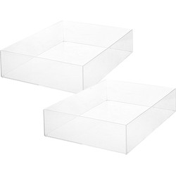 Set van 2x stuks sieraden/make-up houder/box rechthoek 38,5 x 8,5 cm van kunststof - Make-up dozen